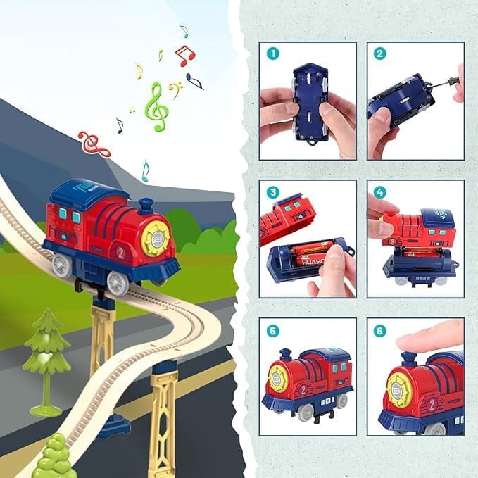 𝐏𝐑𝐄𝐌𝐈𝐔𝐌 Train Track Set for Toddlers & Kids – 142 PCS Train Tracks w/Reversible Curves, Bridges, Ramps – STEM Learning Toy for 3-7 Year Old Boys & Girls – Great Birthday Idea