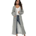 thumbnail image 3 of Women's Maxi Cardigan,Casual Long Sleeve Ankle-Length Flowy Open Front Drape Lightweight Duster Irregular Hem Thin Cardigan Sweater Knitted Coat Loose Longline Duster Coat,S-2XL Gray, 3 of 4