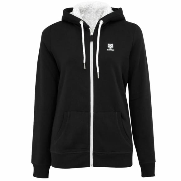 Sudadera Para Mujer K-SWISS Con Gorro Y Cierre Frontal Negro Talla M