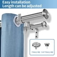 thumbnail image 2 of Urbanest Adjustable Double Curtain Rod Set Bouton Flat Button Finials – 1″ Front & 5/8″ Back Rod With Brushed Steel Rod, 84–120 Inches, 2 of 6
