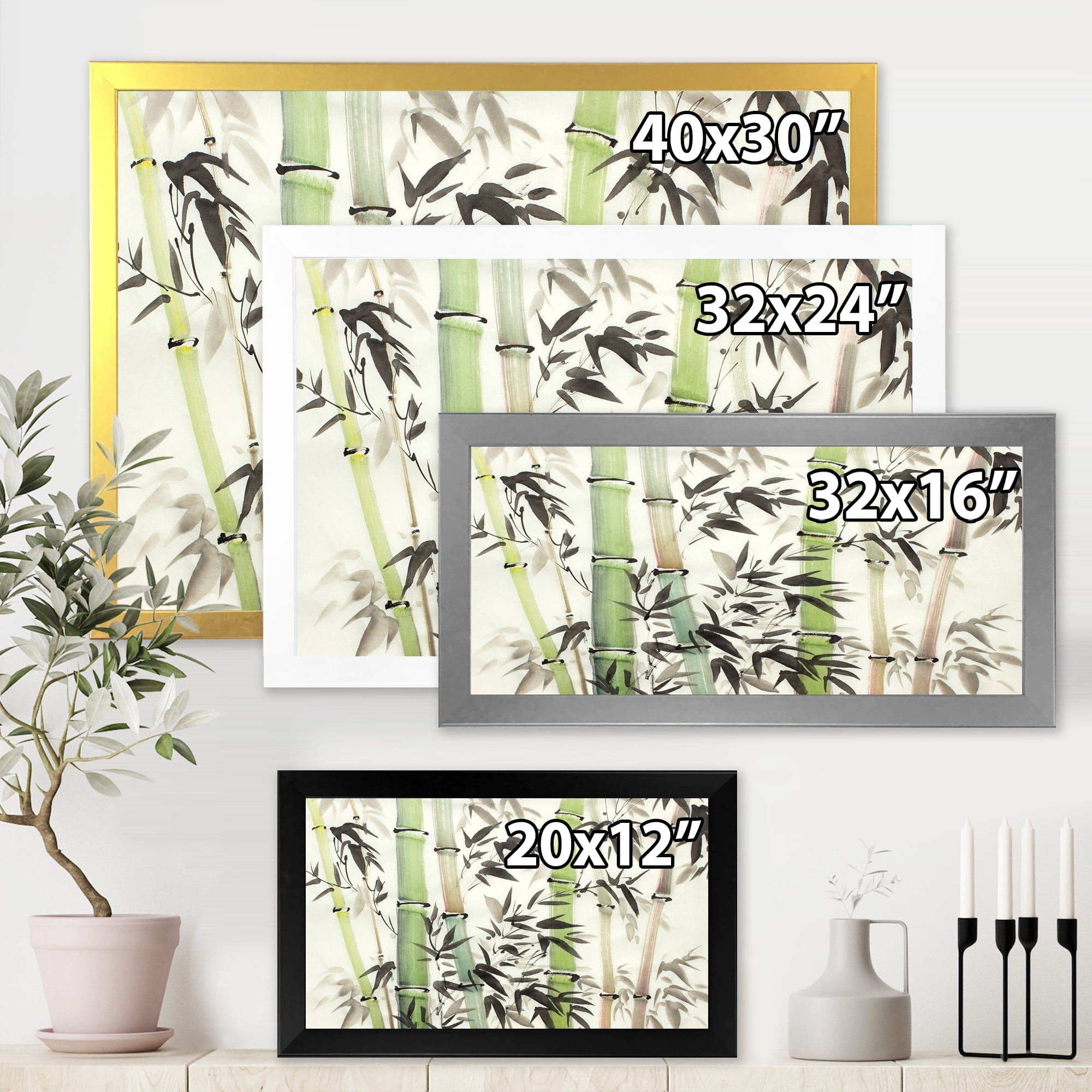 Designart 'The Forest of Bamboo Branches II' Lake House Framed Art Print