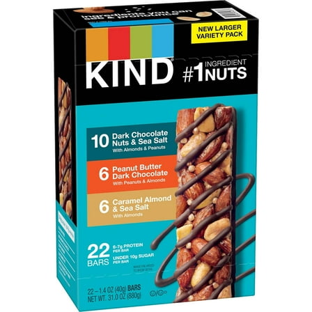 KIND Nut Bar, Variety Pack, 1.4 Ounce (Pack of 22)