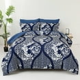 thumbnail image 6 of Navy Blue Paisley 7pcs Comforter King Size Soft Bed in a Bag Microfiber All Ages(104"x90"), 6 of 9