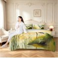 thumbnail image 5 of Erosebridal Watercolor Heron Animals 7-Piece King Bedding,Coastal Wildlife King Bed in a Bag,Yellow Blue,Light Gray Reversible, 5 of 7