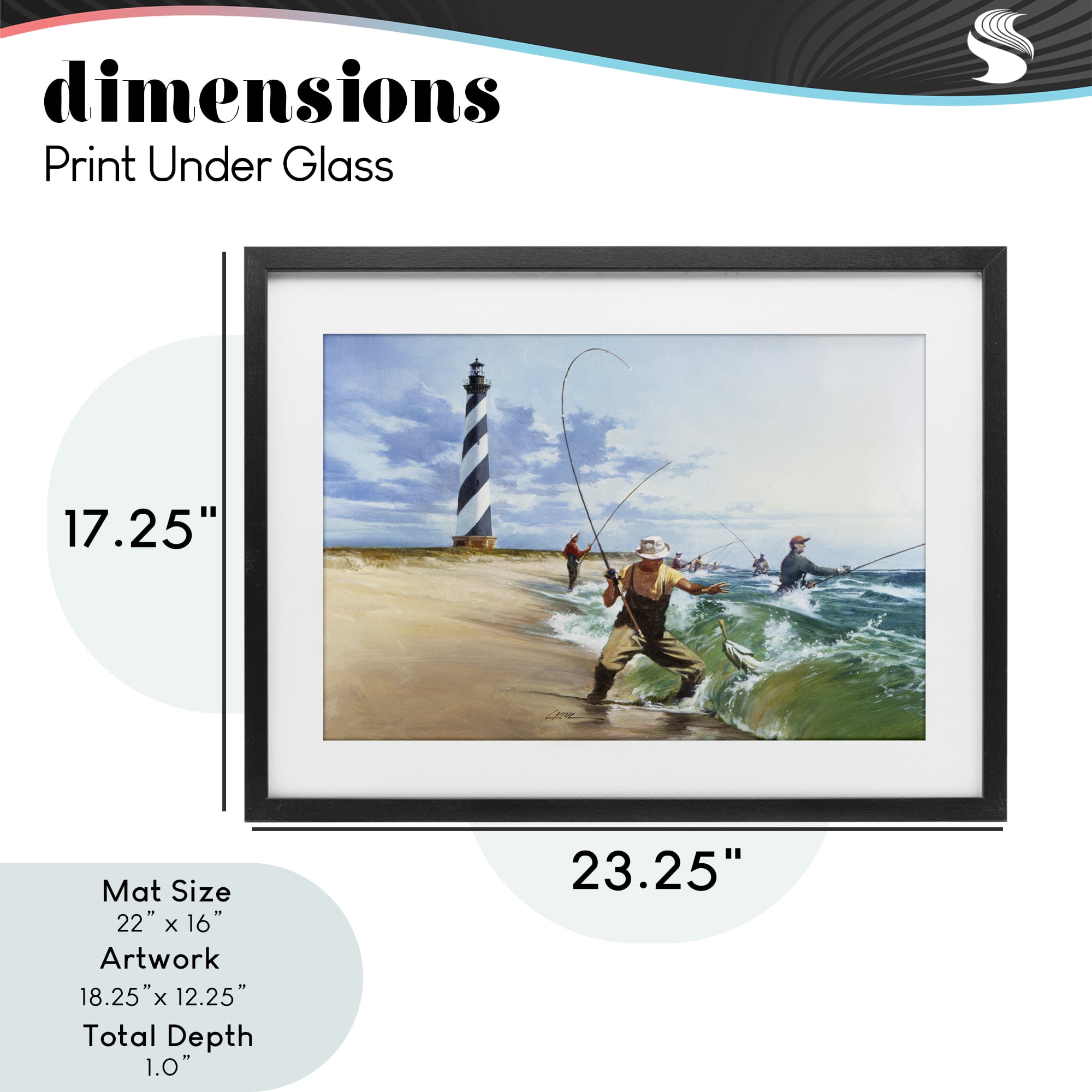 Cape Hatteras Fishermen Black Framed Print Under Glass, design by Wind River Studios