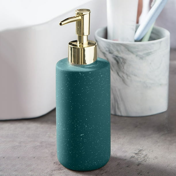 Dispensador de jabón cerámico Decoración navideña | Bomba de jabón de manos Rojo Azul | Accesorio de cocina para baño navideño antideslizante y a prueba de fugas | 220g | 6,3x6,3x18,5cm | 1 pieza