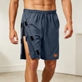 thumbnail image 2 of Erwazi Mens Shorts Solid Tear Away Side Snap Elastic Waist Button Casual Summer Daily Wear Athletic Shorts with Pocket, 2 of 7