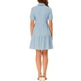 thumbnail image 3 of INSPIRE CHIC Women's Tiered Bow Tie Collar Flare Babydoll A-Line Dress Light Blue L, 3 of 7