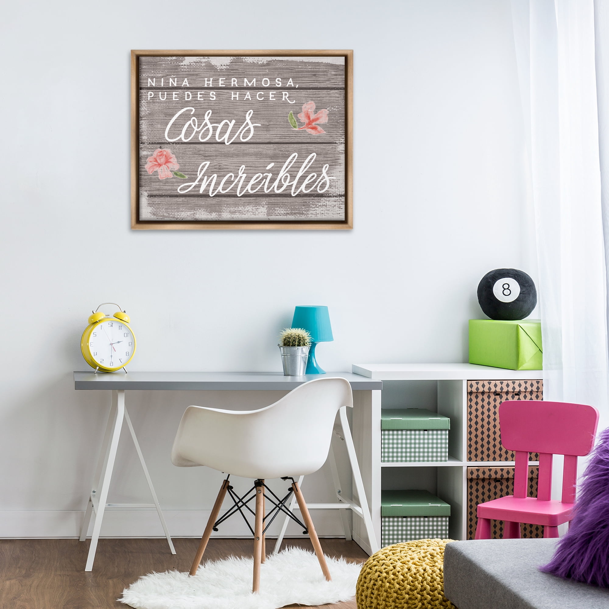 Stupell Industries Niña Hacer Cosas Increíbles Inspirational Quotes & Sayings Painting Brown Floater Framed Art Print Wall Art, 31 x 25