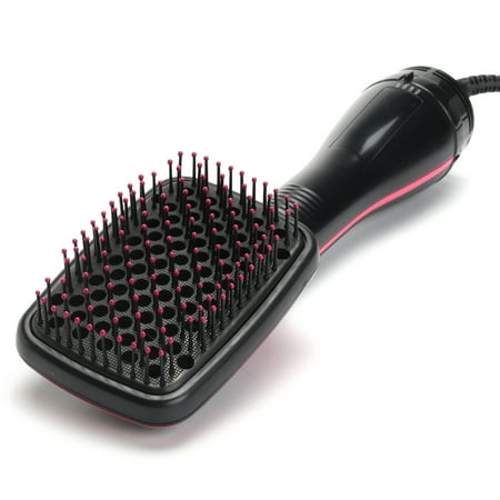Salon Beauty 2 in 1 1000W Smoothing One-Step Hair Dryer and Styler, Ionic Hot Air Hair Straightener Brush, Paddle Brush Hair Styler (The Best Pressing Combs For Black Hair)