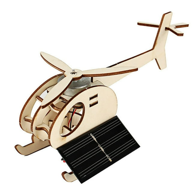 Wooden Plane Model, Solar Energy Aircraft Toy Educational Learning Toy Crafts DIY Model Crafts Wonderful Gift for Kids