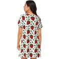 thumbnail image 2 of Bixox Strawberry Pattern Women's Nightgown, Soft & Breathable Sleepwear, Round Neck Knee-Length Pajama Dress,Loungewear for Home & Sleep, 2 of 7