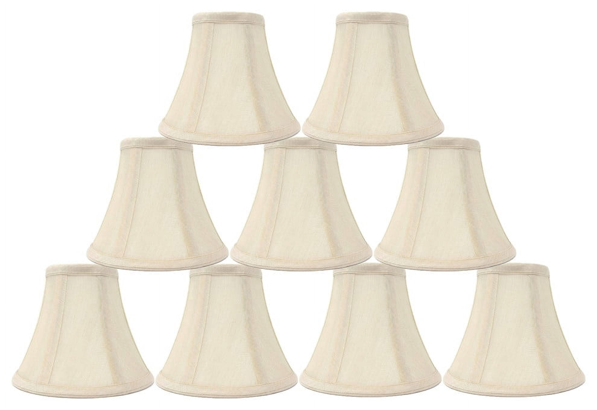 Urbanest Silk Bell Chandelier Shade, 3 Off-White Silk Bell Chandelier Shades (6x), Brass Colored Clip-On,Spider Fitting main image 1