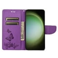 thumbnail image 6 of SaniMore for Samsung Galaxy S23 Ultra Case with Wrist Strap, Butterfly Embossed Magnetic Card Slot & Cash Bag Shockproof PU Leather Flip Folding Wallet Kickstand for Samsung S23 Ultra, Purple, 6 of 7