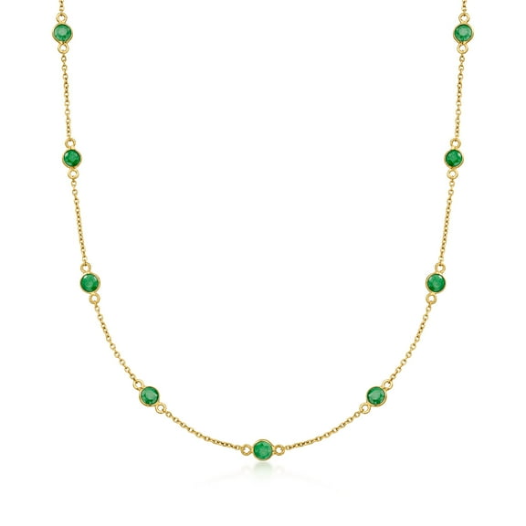 Ross-Simons 2.20 ct. t.w. Emerald Station Necklace in 18kt Gold Over Sterling, Women's, Adult
