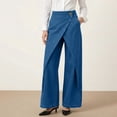 thumbnail image 6 of DPTALR Women's High Waist Wrap Front Wide Leg Jeans,Sky Blue,Women's Plus Size M, 6 of 7