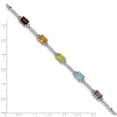 thumbnail image 4 of Primal Silver Sterling Silver Rhodium-plated Multi Gemstone and Diamond Tennis Bracelet, 4 of 5
