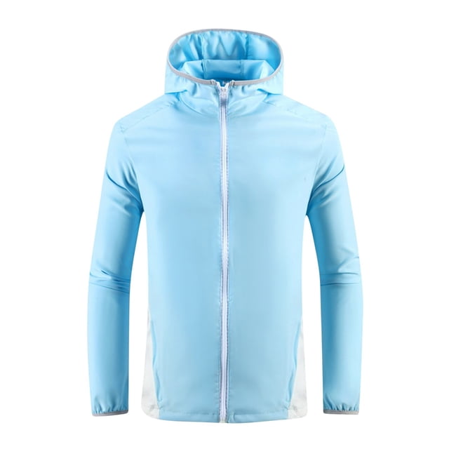 Weiqiqre Mens Lightweight Running Jacket Sun Protection Top Solid Color Long Sleeved Hooded Top
