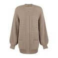 thumbnail image 5 of Womens Cardigan Sweaters Trendy Open Front Long Sleeves Knitted With Pockets Loose Fall Outwear,Khaki,L, 5 of 5