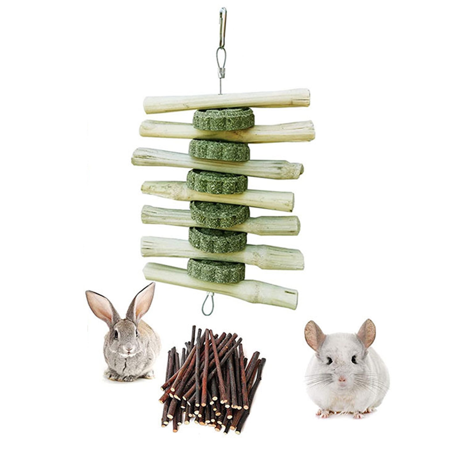DOPI 4Pcs/Set Molar Toy Bite Resistant Natural Wood Grinding Teeth Hamster Skewers Chew Toy Pet Supplies