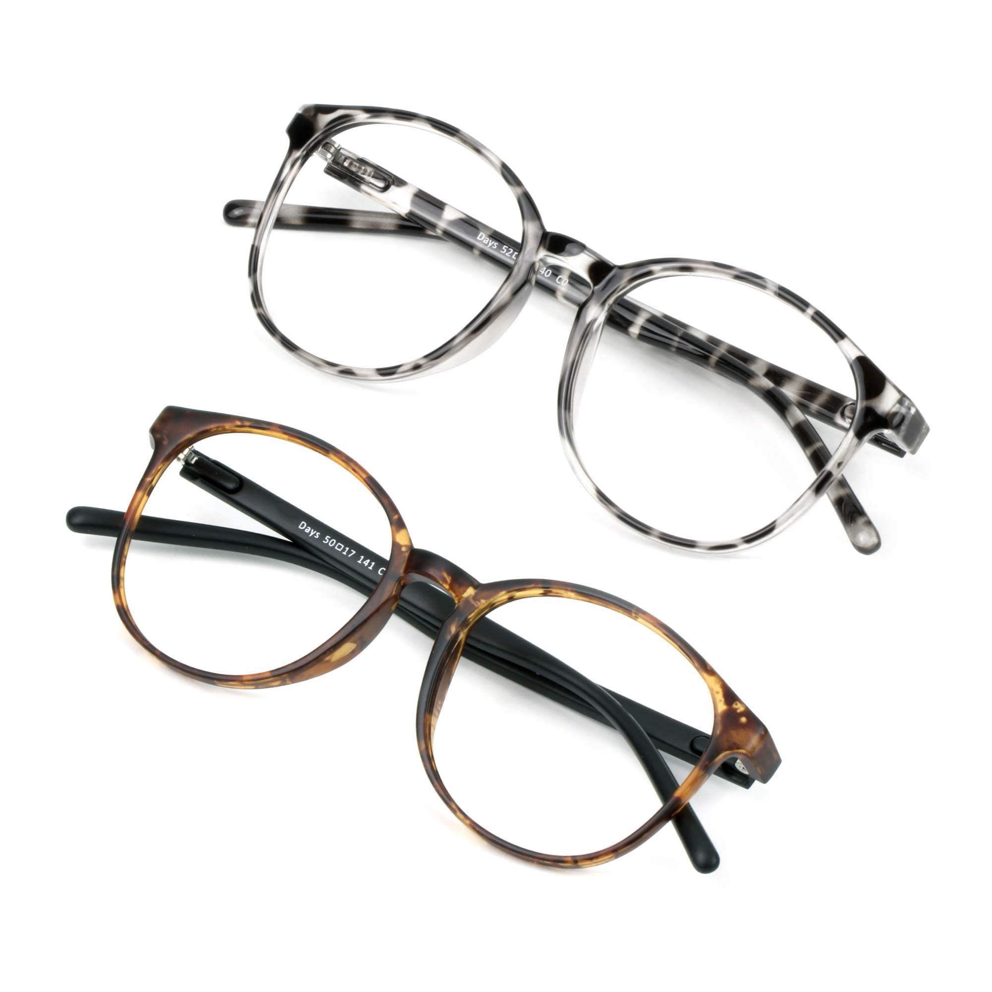 2 Pack Blue Light Blocking Glasses for Women/Men, Anti Eyestrain, Stylish Oval Frame, Anti Glare(Leopard + Tortoise +2.50 Magnification)
