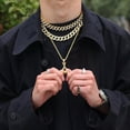 thumbnail image 4 of HOOUN Men's Amulet 14k Gold Plated Rhinestone Baseball Necklace Pendant Jewelry, 4 of 9