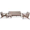 thumbnail image 1 of Baxton Studio Bianca 4 Piece Tufted Sofa Set in Gray and Walnut Brown, 1 of 7