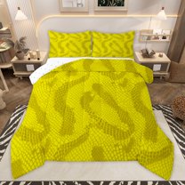 Manfei Animal Print 3 Pieces Queen Comforter Set for Female Men Teens,Grey Yellow Ultra Soft Bedding Sets,Abstract Geometric Bedding Comforter Set,Ultra Soft Home Decor,Reversible