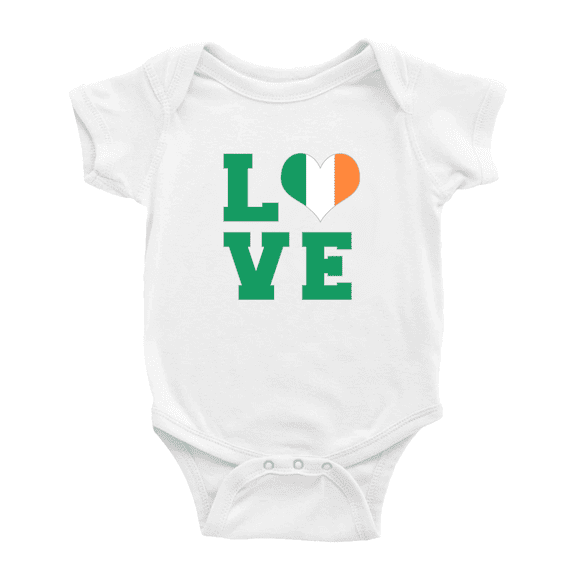 Love Ireland Flag Heart Cute Baby Rompers (White, 0-3 Months)
