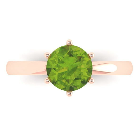 Solitaire Engagement Ring for Women - 1.5ct Natural Peridot in 18K Rose Gold Promise Ring
