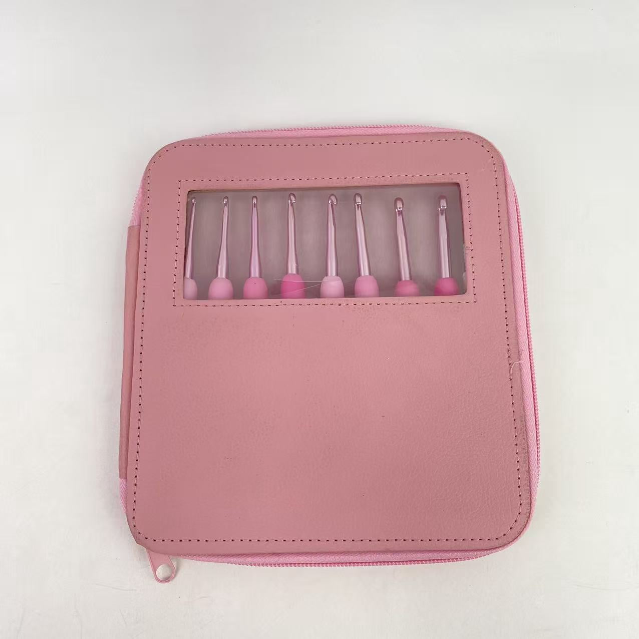 Tanxrayy Crochet needles, 2.5-6 mm High-Quality Pink Gradient Aluminum Ergonomic Soft Handle Crochet with Case and Crochet Kit for Beginners Adults for Arthritic Hands Crochet Needle Set