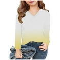 thumbnail image 4 of bbymog Casual Shirts for Girls 10-12 Fashion Gradient V Neck Pullover Top Long Sleeve Girls T Shirts Yellow D 7 Years, 4 of 8