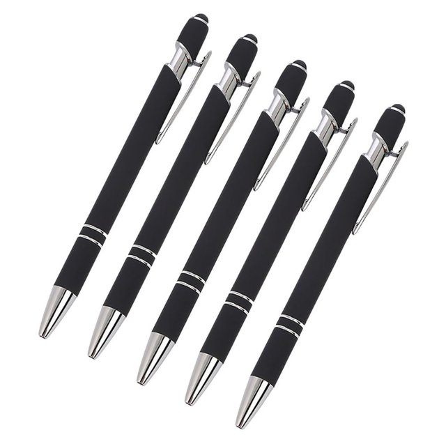 HAOAN Ballpoint Pen with Stylus Tip Soft Touch Click Metal Pen 1.0mm Medium Point Black Ink 10 Count