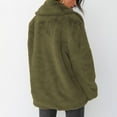 thumbnail image 6 of Women's Fashionable Solid-Color Lapel Mid-Length Plush Coat for Fall and Winter, Warm and Elegant, Winter Clothes for Women,Army Green,L, 6 of 7