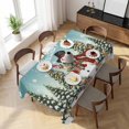 thumbnail image 3 of Teal Christmas Snowman Table Cloth Waterproof Tablecloths, Xmas Tree Snowflake Botanical Tablecloth Dining Table Cover for Kitchen Party Tabletop Outdoor, Rectangle Tablecloth 60x120 Inch, 3 of 9