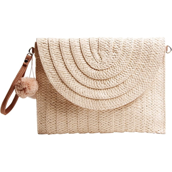 YOUI-GIFTS Women Straw Clutch Purse Bags Straw Shoulder Bag Summer Beach Bag Woven Bag Envelope Purse Wallet
