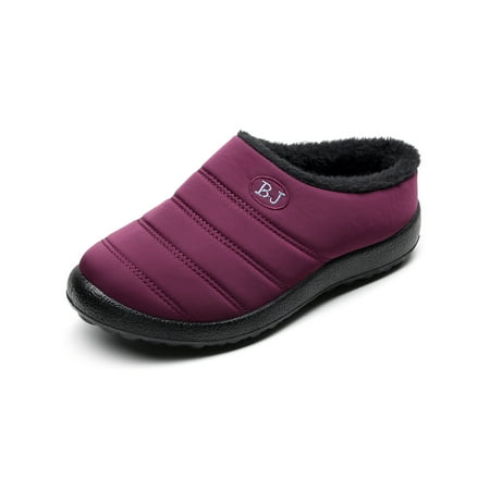 

Wazshop Women s Warm Casual Shoes Plush Lined Flats Home Fuzzy Slippers Fashion Comfort Snow Boots Ladies Anti-Slip Cozy Red 7.5