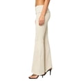 thumbnail image 3 of Lenpel Womens Striped Fold over Pants Soft Low Waist Lounge Trousers Summer Trendy Stretch Flare Leggings, 3 of 6
