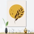 thumbnail image 2 of Designart ' Abstract Moon and Yellow Sun With Tropical Leaf II ' Modern Canvas Wall Art Print, 2 of 4