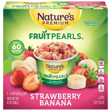 Nature's Premium Fruit Pearls, Frozen Fruit Snack, Strawberry Banana, 2.3 oz, 4 Count Box