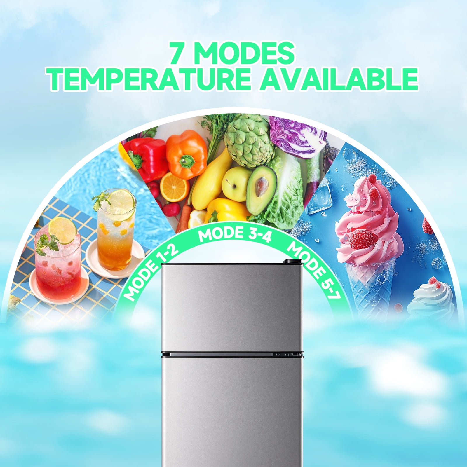 TACOOL 2.5Cu.ft Small Refrigerator Mini Fridge for Dorm with Drink Holder and Egg Tray, Silver