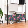 thumbnail image 3 of Yayeee Foldable Storage Basket for Shelves with Handles Waterproof Cloth Bins, Yellow Floral Flamingo, 3 of 7