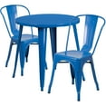 thumbnail image 4 of BizChair Commercial Grade 30" Round Blue Metal Indoor-Outdoor Table Set with 2 Cafe Chairs, 4 of 5