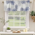 thumbnail image 2 of Blue White Curtain Valances for Windows, Kitchen Valance Window Treatments Panel 2 Pack, Abstract Grey Chrysanthemum Flower Floral Rod Pocket Short Curtains for Bathroom Bedroom 60 x 18 Inch, 2 of 8