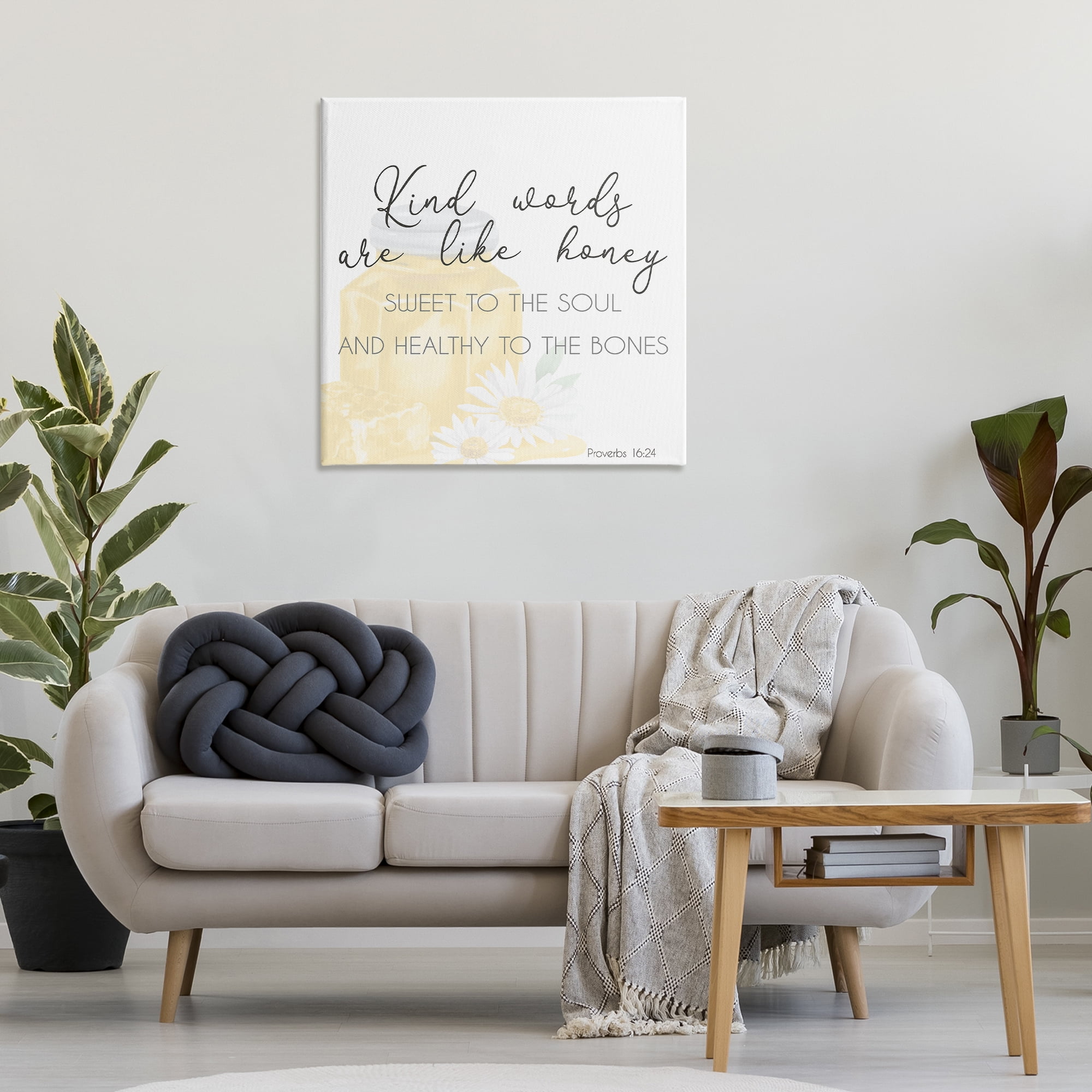 Stupell Industries Kind Words Like Honey Plants & Flowers Painting Wrapped Canvas Art Print Wall Art, 30 x 30