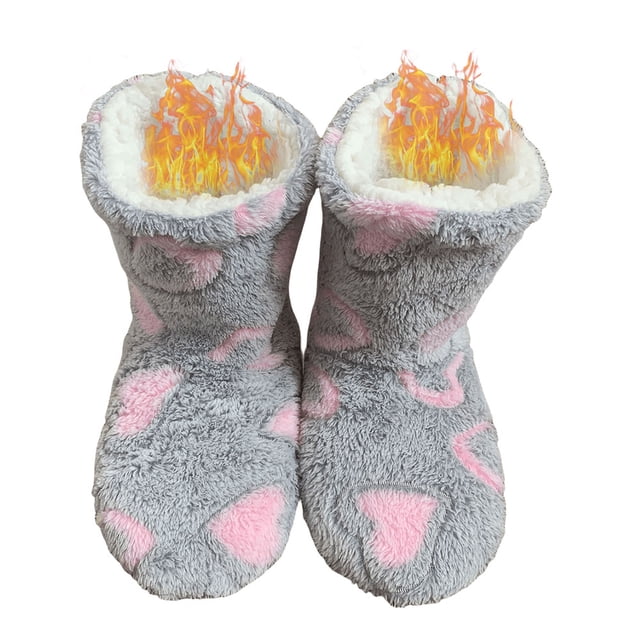 Calcetines Mullidos Tipo Pantuflas Acogedores Calcetines Cama Difusos para Otoño Invierno (corazón Y Rosa)