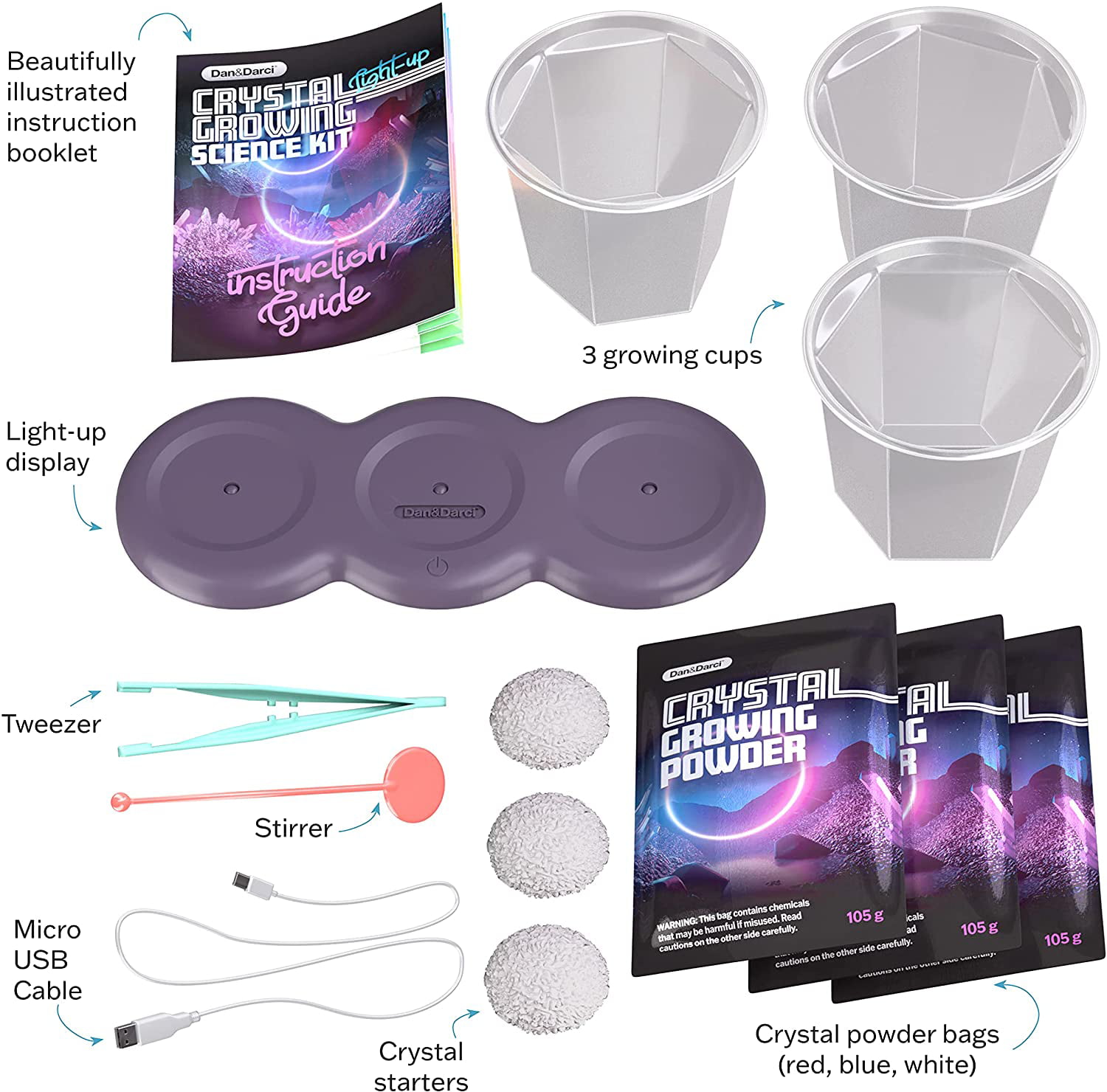 Gifts for Kids Age 6 7 8 9 10 Light-up Crystal Growing Science Experiment Kit 