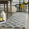 thumbnail image 2 of SAFAVIEH Indie Careen Geometric Polyester Shag Runner Rug, Grey/Ivory, 2'3" x 7', 2 of 9