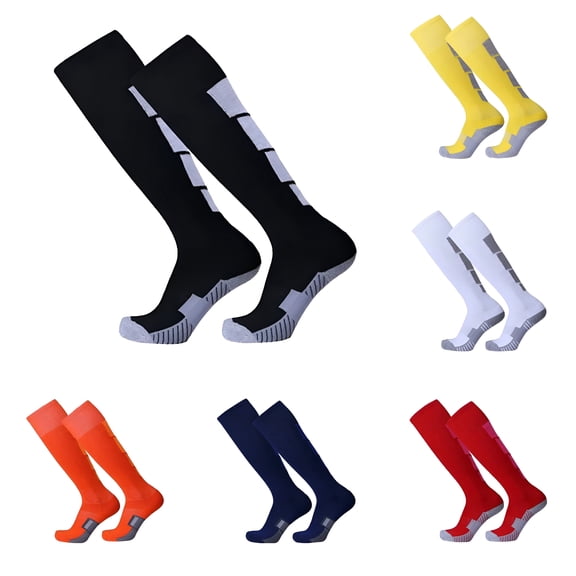 TELOLY Adults Breathable Anti-Slip Soccer Football Sports Long Tube Socks, Football Basketball Socks with Grip Pads, 1-Pack