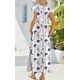 thumbnail image 5 of Vestido largo Zeagoo con estampado floral y cuello redondo azul dividido para mujer, 5 of 7